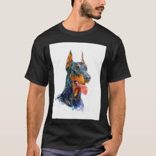 Doberman Pinscher Watercolor Art T-Shirt