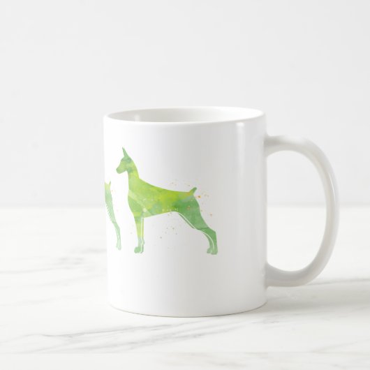 Doberman Pinscher Watercolor Design Kaffeetasse (Rechts)