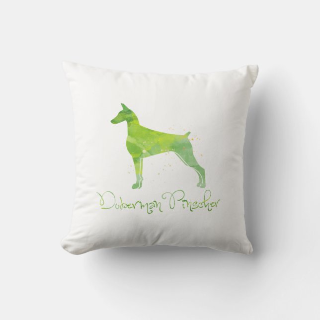 Doberman Pinscher Watercolor Design Kissen (Vorderseite)