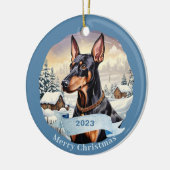 Doberman Pinscher watercolor dog Christmas Keramik Ornament (Links)