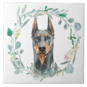 Doberman Pinscher Watercolor Keramik Tile Fliese (Vorderseite)