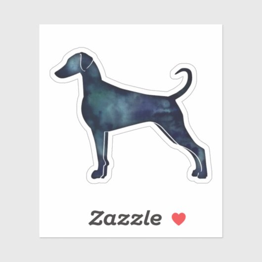 Doberman Pinscher Watercolor Silhouette Blk Aufkleber (Blatt)
