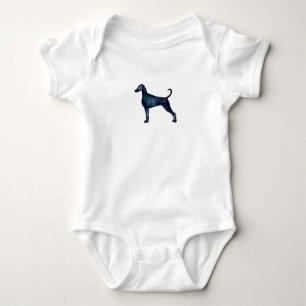 Doberman Pinscher Watercolor Silhouette Blk Baby Strampler