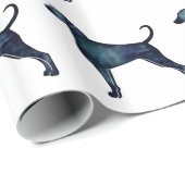 Doberman Pinscher Watercolor Silhouette Blk Geschenkpapier (Rolleneckpunkt)