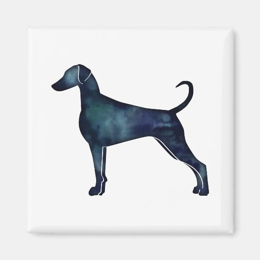 Doberman Pinscher Watercolor Silhouette Blk Magnet (Vorne)