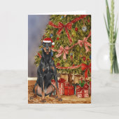 Doberman Pinscher Watercolor Weihnachtsbaum Karte (Vorderseite)