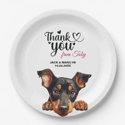 Doberman Pinscher Wedding Vielen Dank Pappteller (Vorderseite)