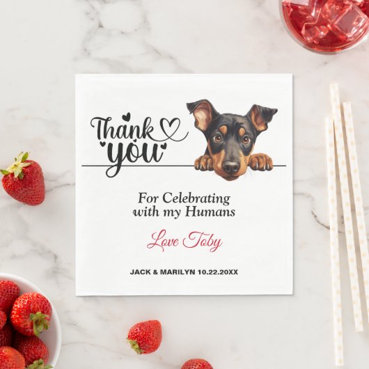 Doberman Pinscher Wedding Vielen Dank Serviette (Beispiel)