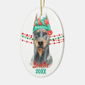 Doberman Pinscher Weihnachtsmannmütze Holiday Stri Keramik Ornament (Links)