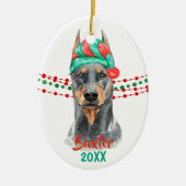 Doberman Pinscher Weihnachtsmannmütze Holiday Stri Keramik Ornament (Vorne)