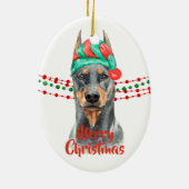 Doberman Pinscher Weihnachtsmannmütze Holiday Stri Keramik Ornament (Hinten)