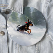 Doberman Pinscher Weihnachtsschnee Winter Button (Beispiel)
