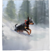 Doberman Pinscher Weihnachtsschnee Winter Duschvorhang (Vorderseite)