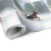 Doberman Pinscher Weihnachtsschnee Winter Geschenkpapier (Rolleneckpunkt)