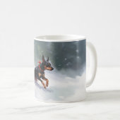 Doberman Pinscher Weihnachtsschnee Winter Kaffeetasse (VorderseiteRechts)