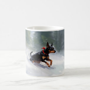 Doberman Pinscher Weihnachtsschnee Winter Kaffeetasse