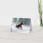 Doberman Pinscher Weihnachtsschnee Winter Karte (Vorderseite)