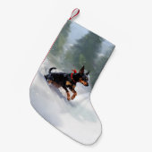 Doberman Pinscher Weihnachtsschnee Winter Kleiner Weihnachtsstrumpf (Vorderansicht (hängend))