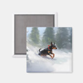 Doberman Pinscher Weihnachtsschnee Winter Magnet (Vorderseite/Rückseite)
