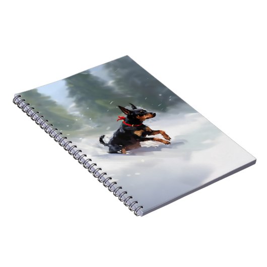 Doberman Pinscher Weihnachtsschnee Winter Notizblock (Rechte Seite)