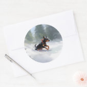 Doberman Pinscher Weihnachtsschnee Winter Runder Aufkleber (Umschlag)