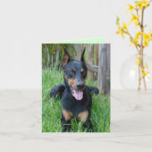 Doberman Pinscher Welpe Hund Blank-Karte Karte (Gelbe Blume)
