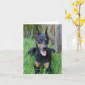 Doberman Pinscher Welpe Hund Blank-Karte Karte (Gelbe Blume)