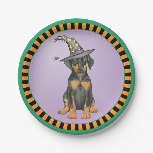 Doberman Pinscher Witch Paper Plate Pappteller (Vorderseite)