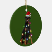 Doberman Pinscher With Christmas Scafts Sant Keramik Ornament (Rechts)