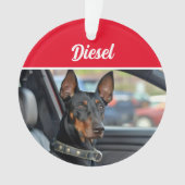 Doberman Pinscher with Name and Photo Christmas Ornament (Vorderseite)