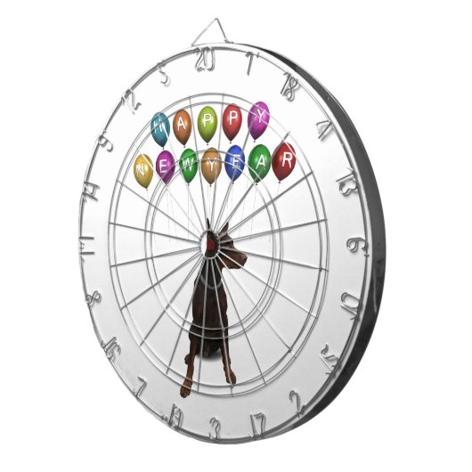 Doberman Pinscher wünscht ein frohes neues Jahr 20 Dartscheibe (Vorderseite rechts)