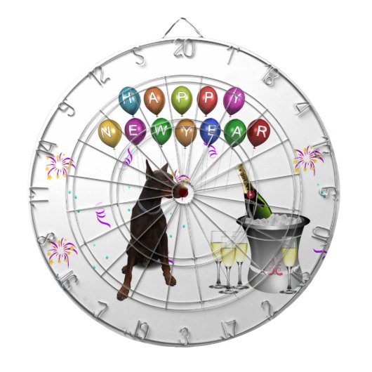 Doberman Pinscher wünscht ein frohes neues Jahr 20 Dartscheibe (vorne)