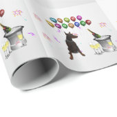 Doberman Pinscher wünscht ein frohes neues Jahr 20 Geschenkpapier (Rolleneckpunkt)