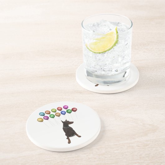 Doberman Pinscher wünscht ein frohes neues Jahr 20 Getränkeuntersetzer (Seite)