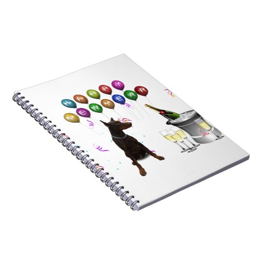 Doberman Pinscher wünscht ein frohes neues Jahr 20 Notizblock (Rechte Seite)