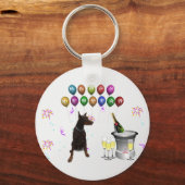 Doberman Pinscher wünscht ein frohes neues Jahr 20 Schlüsselanhänger (Vorderseite)