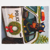 Doberman Police Holiday Blanket Fleecedecke (Vorderseite (Horizontal))