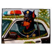 Doberman Police Holiday Card Große Geschenktüte (Rückseite)