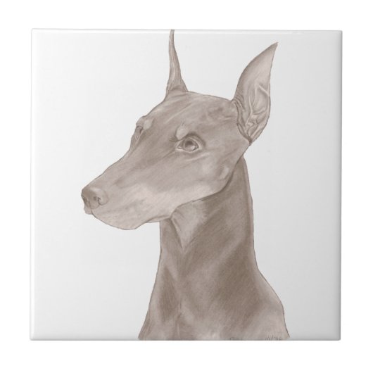 Doberman Portrait Fliese (Vorderseite)