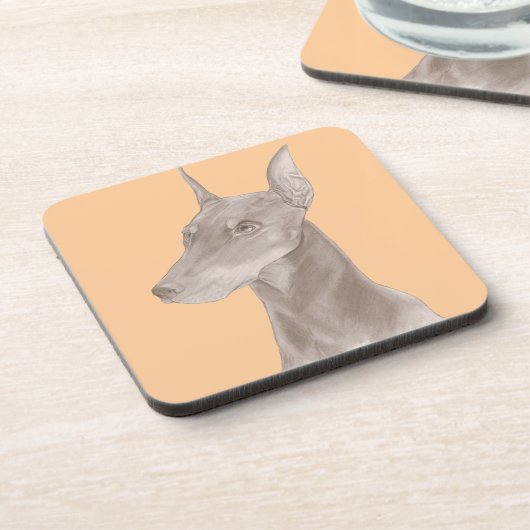 Doberman Portrait Getränkeuntersetzer (Linke Seite)