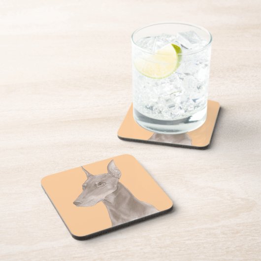 Doberman Portrait Getränkeuntersetzer (Rechte Seite)