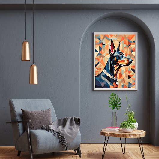 Doberman-Poster {BD-C1} Orange Black l geometrisch Poster