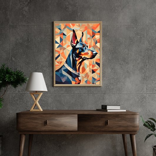 Doberman-Poster {BD-C1} Orange Black l geometrisch Poster