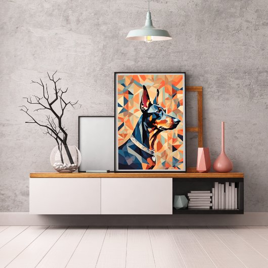 Doberman-Poster {BD-C1} Orange Black l geometrisch Poster