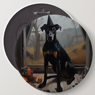 Doberman Pumpkins Halloween Beängstigend Button