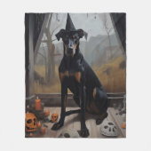 Doberman Pumpkins Halloween Beängstigend Fleecedecke (Vorderseite)