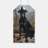 Doberman Pumpkins Halloween Beängstigend Geschenkanhänger (Vorderseite)