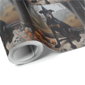 Doberman Pumpkins Halloween Beängstigend Geschenkpapier (Rolleneckpunkt)