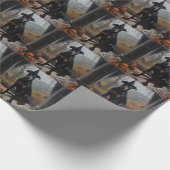 Doberman Pumpkins Halloween Beängstigend Geschenkpapier (Ecke)