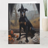 Doberman Pumpkins Halloween Beängstigend Karte (Vorderseite)